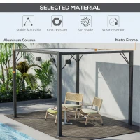 Outsunny Outdoor Louvered Pergola 9.5' x 8' Aluminum Patio Gazebo Sun Shade Shelter with Adjustable Breathable Mesh Roof, White(m-4)