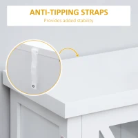 HOMCOM Sideboard, Buffet Cabinet with 3 Tempered Glass Doors, Arc Pattern and Adjustable Storage Shelf, Credenza, White(m-7)