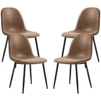 HOMCOM Retro Dining Table Chairs Set of 4, PU Leather Upholstered Kitchen Table Chairs for Living Room, Bedroom(m-2)