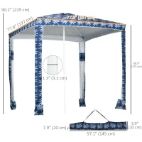 Outsunny Beach Umbrella, 6.5' Easy-Assembly Sun-Shade Shelter with Sandbags and Carry Bag, Cool UV50+, Dark Blue(m-3)