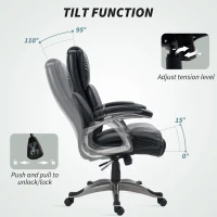 HOMCOM PU Leather High Back Office Chair, Swivel Desk Chair with Tilt Function and Adjustable Height, Black(m-6)