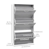 HOMCOM Shoe Storage Cabinet with 3 Flip Drawers, Narrow and Slim, 12 Pair of Shoes Organizer for Hallway, Entryway(m-3)