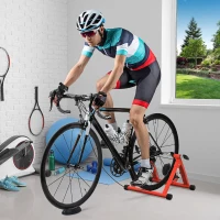 Soozier Bike Trainer Magnetic Bicycle Stand Indoor Exerciser w/ Quick Release Skewer, 5 Levels Resistance, Red(m-1)