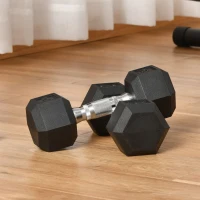 Soozier Rubber Dumbbells Weight Set, Total 30lbs Dumbbell Hand Weight for Body Fitness Training for Home Office Gym, 2 x 15lbs(m-8)