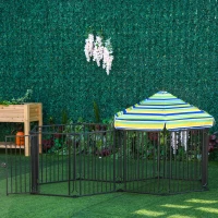 PawHut Heavy-Duty Metal Dog Playpen, Outdoor Pet Cage Kennel, Indoor Puppy Exercise Fence Barrier with Weather-Resistant Polyester Roof, Locking Door, 83"L x 48"W x 47"H(m-8)