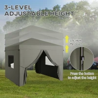 Outsunny 10' x 10' Pop Up Canopy Tent, Instant Sun Shelter, with Wheeled Bag and Mesh Windows, Height Adjustable, Light Grey(m-5)