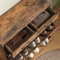 HOMCOM Narrow Shoe Storage with 2 Flip Drawers and Adjustable Shelves Shoe Organizer Cabinet for 12 Pairs of Shoes, Brown(m-10)