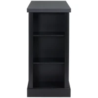 HOMCOM Cottage Kitchen Island with Storage, Buffet Cabinet with Drawer, 2-Door Cupboard, 4 Adjustable Side Open Shelves for Dining Room, Black(m-9)