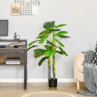 HOMCOM 4FT Artificial Monstera Tree, Faux Decorative Plant in Nursery Pot for Indoor or   Décor(m-2)