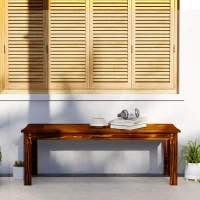 Outsunny 2-Seat Wood Garden Bench, Patio Bench Outdoor Bench with Slatted Seat, Backless Front Porch Bench for Park, Garden, Poolside, Deck, Carbonized(m-7)