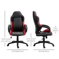 Vinsetto High Back Office Chair Gaming Chair Racing Executive Desk Chair with PU Leather, Adjustable Height, Red(m-3)