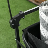 Outsunny Steel Frame Folding Garden Cart, Collapsible Wagon Cart with Removable Canopy, Telescopic Handle and Carrying Bag(m-10)