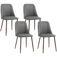 HOMCOM Upholstered Dining Chairs Set of 4, Velvet Accent Chair with Back and Wood-grain Steel Leg for Kitchen, Dark Grey(m-11)