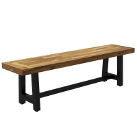 Outsunny Garden Bench with Acacia Wood Seat, Front Porch Loveseat, 63" x 14.25" x 18", Natural(m-11)