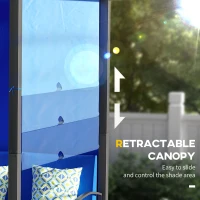 Outsunny Wicker Patio Furniture, Outdoor PE Rattan Sofa Set with Retractable Canopy Pergola, Shade Shelter for Deck, Pool, Garden, Terrace, Blue(m-6)