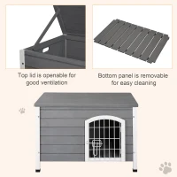 PawHut 31" Folding Dog House, Portable Pet Crate Kennel, Wooden Wire Cage for Miniature and Small Sized Dogs with Lockable Doors Open Top Removable Tray, Grey(m-5)