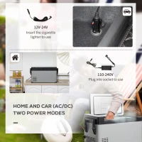 Outsunny 12 Volt Car Fridge, 42 Quart Electric Cooler, Dual Zone Portable Freezer with 12/24V DC and 110-240V AC for Driving, Travel, Fishing, Outdoor(m-6)