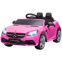 Aosom 12V Ride On Car with Parent Remote Control Two Motors Music Lights Suspension Wheels for 3-6 Years Pink(m-11)