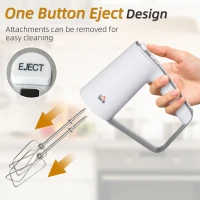 HOMCOM 5-in-1 Electric Hand Mixer, Handheld Mixer with Measuring Cup, 300W Immersion Blender with 5+1P Speeds, Dough Hooks, Chopper, Whisk and Mixers for Meat, Fruit, Mashed Potato and Milkshake(m-6)