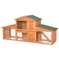 PawHut 2-Story Wooden Rabbit Hutch Backyard Bunny Cage Small Animal  House with Outdoor Run(m-11)