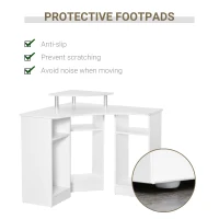 HOMCOM 35" L-Shaped Computer Desk with Monitor Stand and Open Shelves, Home Office Corner Desk Study Workstation for Small Space, White(m-7)