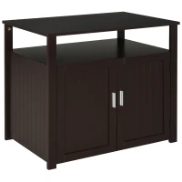 PawHut Litter Box for Cats Enclosure Cat Washroom Kitten House Furniture Nightstand End Table Hideaway Cabinet with Removable/ Adjustable Divider Magnetic Doors Brown(m-11)