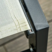 Outsunny Outdoor Chaise Lounge with Wheels, Five Position Recliner for Sunbathing, Suntanning, Steel Frame, Breathable Fabric for Beach, Yard, Patio, Cream White(m-8)