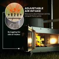 Outsunny Stainless Steel Wood Stove with Chimney and Carry Bag, Portable & Foldable, for Hot Tent, Camping, Cooking, Heating(m-6)