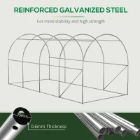 Outsunny 14.6' x 6.6' x 6.6' Walk-in Tunnel Hoop Greenhouse with Mesh Door & 8 Windows, Large Green House for Outside for Plants, Flowers, Vegetables, Galvanized Steel Frame & PE Cover, Green(m-7)