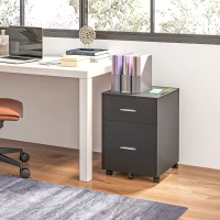 Vinsetto Mobile Filing Cabinet, Vertical File Cabinet with 2 Drawers, Wheels, for Letter or A4 File, Black(m-8)
