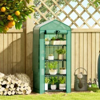 Outsunny Mini Greenhouse with Screen Roof, 4 Tier Portable Small Greenhouse with High Strength PE Cover, Green(m-2)
