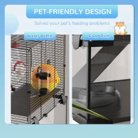 PawHut Hamster Cage with Deep Glass Bottom, Tunnel Tube System, Platforms, Hut, Exercise Wheel, Water Bottle, 24" x 16" x 22"(m-7)