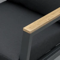 Outsunny 4 Piece Patio Furniture Set Aluminum Conversation Set Outdoor Garden Sofa Set w/ 2 Armchairs, Loveseat Sofa, Center Coffee Table, Cushions for Garden, Patio, Dark Gray(m-8)