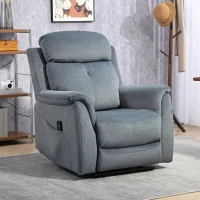 HOMCOM Manual Recliner Chair with Vibration Massage, Reclining Chair for Living Room with Side Pockets, Dark Grey(m-1)