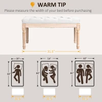 HOMCOM 32" Linen Upholstered Bedroom Bench, French End of Bed Bench with Thick Padded Cushion and Wooden Legs, Cream White(m-7)