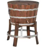 Outsunny 13 Gallons Retro Style Wooden Cooler Ice Bucket with Support Frame, Foldable Flip Cover, and Drain Faucet(m-11)