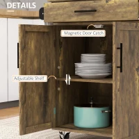 HOMCOM Kitchen Island Cart, Rolling Island Table with Solid Wood Top, Trolley Cart with Drawer, Storage Cabinet & Towel Rack, Rustic Brown(m-7)