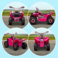 Aosom 6V Quad Kids Electric Car with Wear-resistant Wheels, for Boys and Girls Aged 18-36 Months, Pink(m-7)