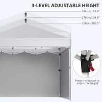 Outsunny 10' x 10' Pop Up Canopy with Sidewalls, Roller Bag, Height Adjustable Instant Tent for Outdoor, Garden, Patio, White(m-6)