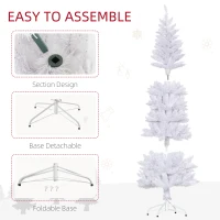 HOMCOM 6ft Tall Pencil Artificial Christmas Tree with 479 Branch Tips with Steel Base, White(m-6)