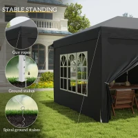 Outsunny 10' x 20' Pop Up Canopy Tent Outdoor Portable Easy Up Party Tent Garden Shade Shelter with Walls Carrying Bag, Black(m-6)