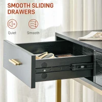 HOMCOM Makeup Vanity Table Set with Lighted Mirror, Stool, Drawers, Shelves, 2 Lighting Modes, Dressing Table, Black(m-7)