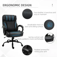 Vinsetto 484LBS Big and Tall Ergonomic Executive Office Chair with Wide Seat, High Back Adjustable Computer Task Chair Swivel PU Leather, Black(m-4)