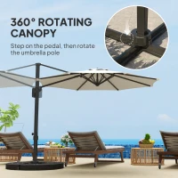 Outsunny 10' Offset Patio Umbrella Cantilever Umbrella with Aluminium Pole 360° Rotation and Tilt Adjustment, White(m-4)