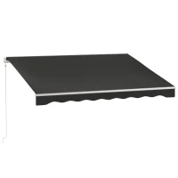 Outsunny 10' x 8' Electric Awning, Retractable Awning, UV Protection Sun Shade Shelter with Remote Controller and Manual Crank Handle for Deck, Balcony, Yard, Black(m-1)