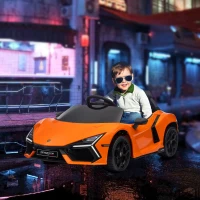 Qaba Lamborghini Revuelto Licensed 12V Kids Ride on Car Electric Car w/ Hydraulic Doors, Remote, Transport Wheels, Orange(m-2)
