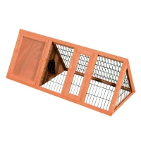 PawHut 47" Triangular Wooden Rabbit Hutch Bunny Guinea Pig House Small Animal Cage Backyard Garden Habitat(m-7)