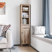 kleankin Freestanding Bathroom Storage Cabinet Slimline Unit w/ Adjustable Shelves Drawer(m-10)