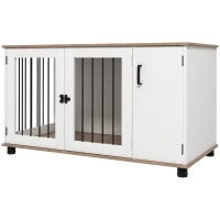 PawHut Dog Crate Furniture Side End Table Indoor w/ Storage, Double Doors(m-1)