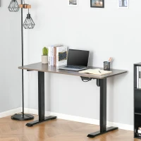 Vinsetto Electric Height Adjustable Standing Desk with 54" Desktop, Sit Stand Home Office Desk with Memory Button Control and Anti-Collision System, Teak/Black(m-10)